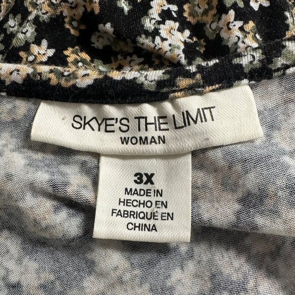 Skyes The Limit Black Floral Short Sleeve Babydoll Blouse SZ 3X Forest Fairy - Picture 4 of 8